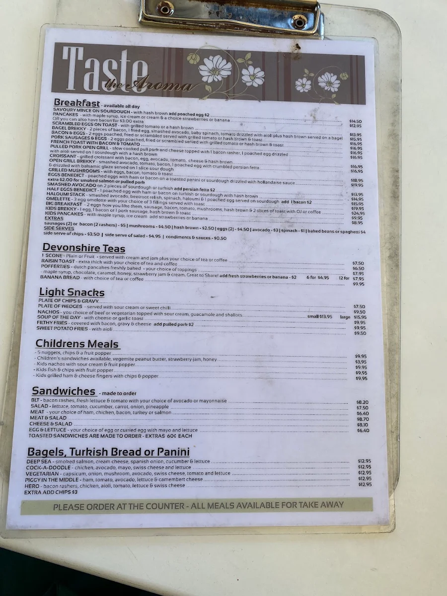 Menu, Taste The Aroma