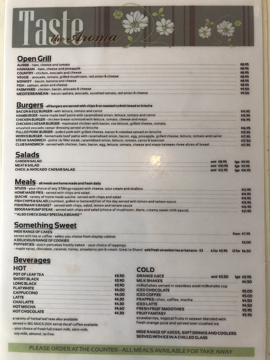 Menu, Taste The Aroma