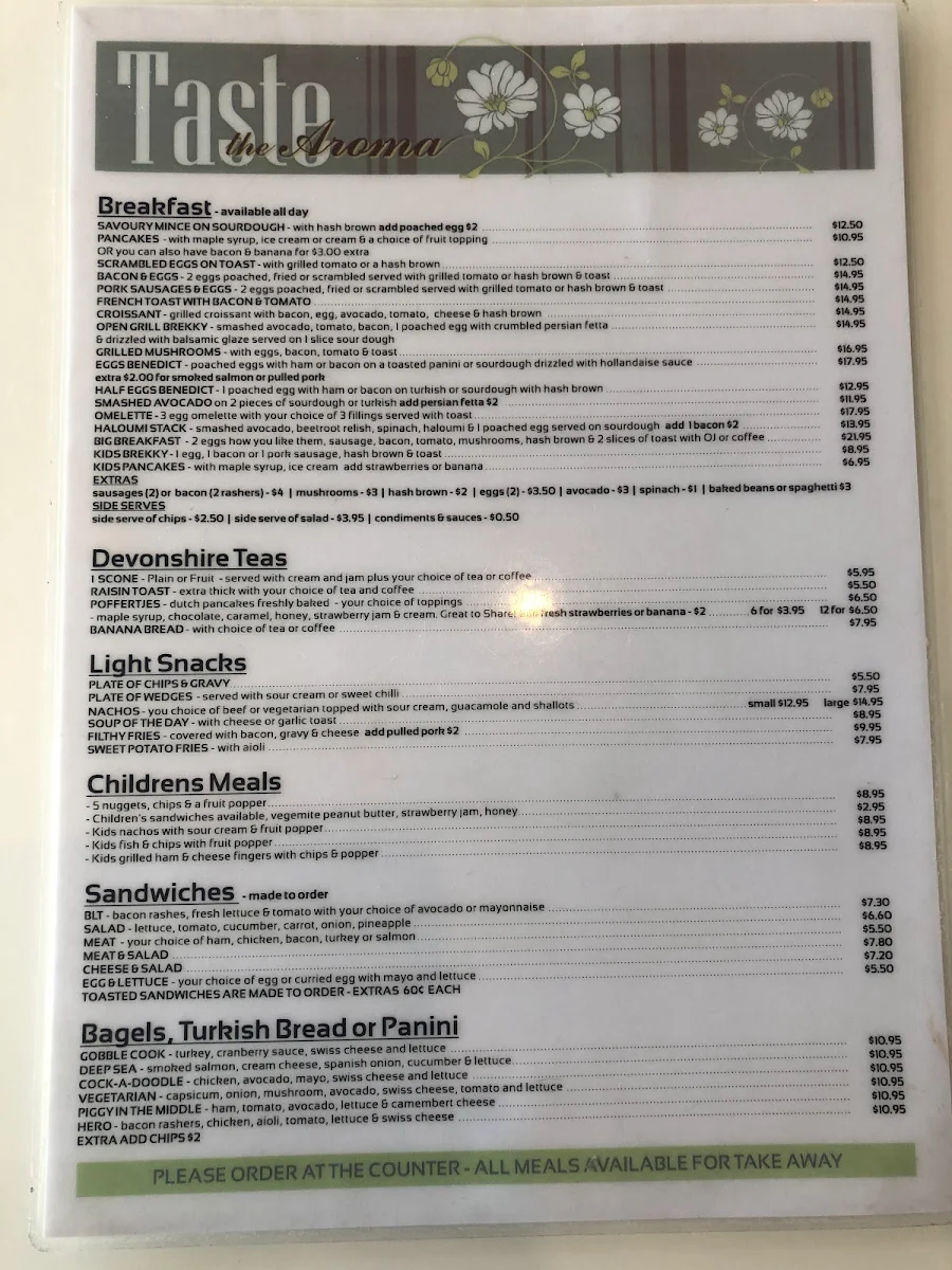 Menu, Taste The Aroma
