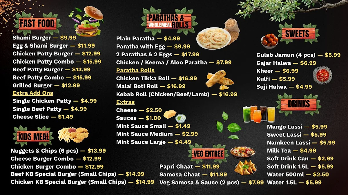 Menu, Khan Baba Restaurant