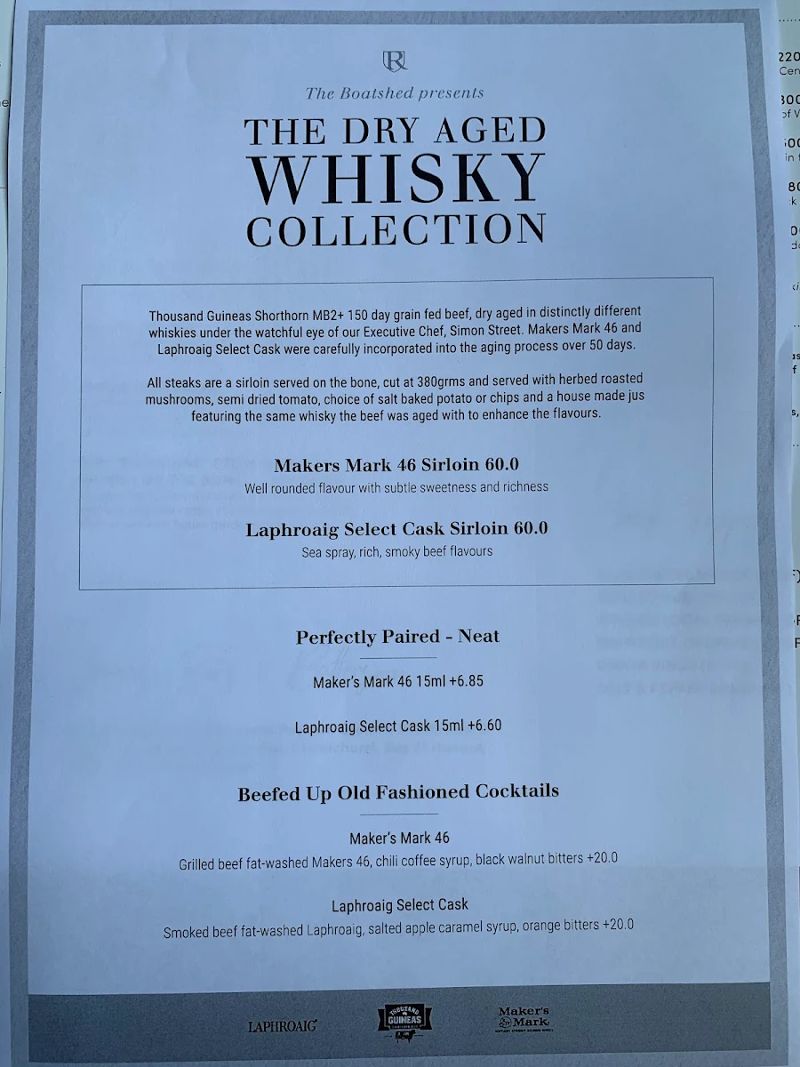 Menu, Regatta Hotel