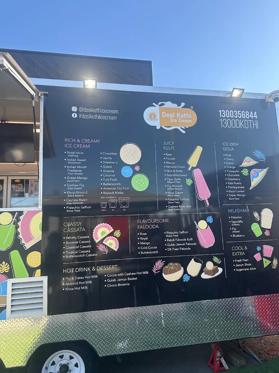 Menu, Desi Kothi Ice Cream - Werribee
