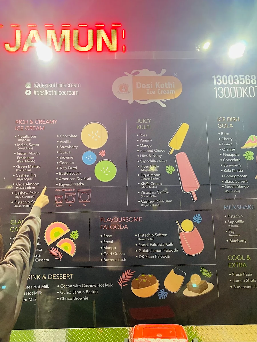 Menu, Desi Kothi Ice Cream - Werribee