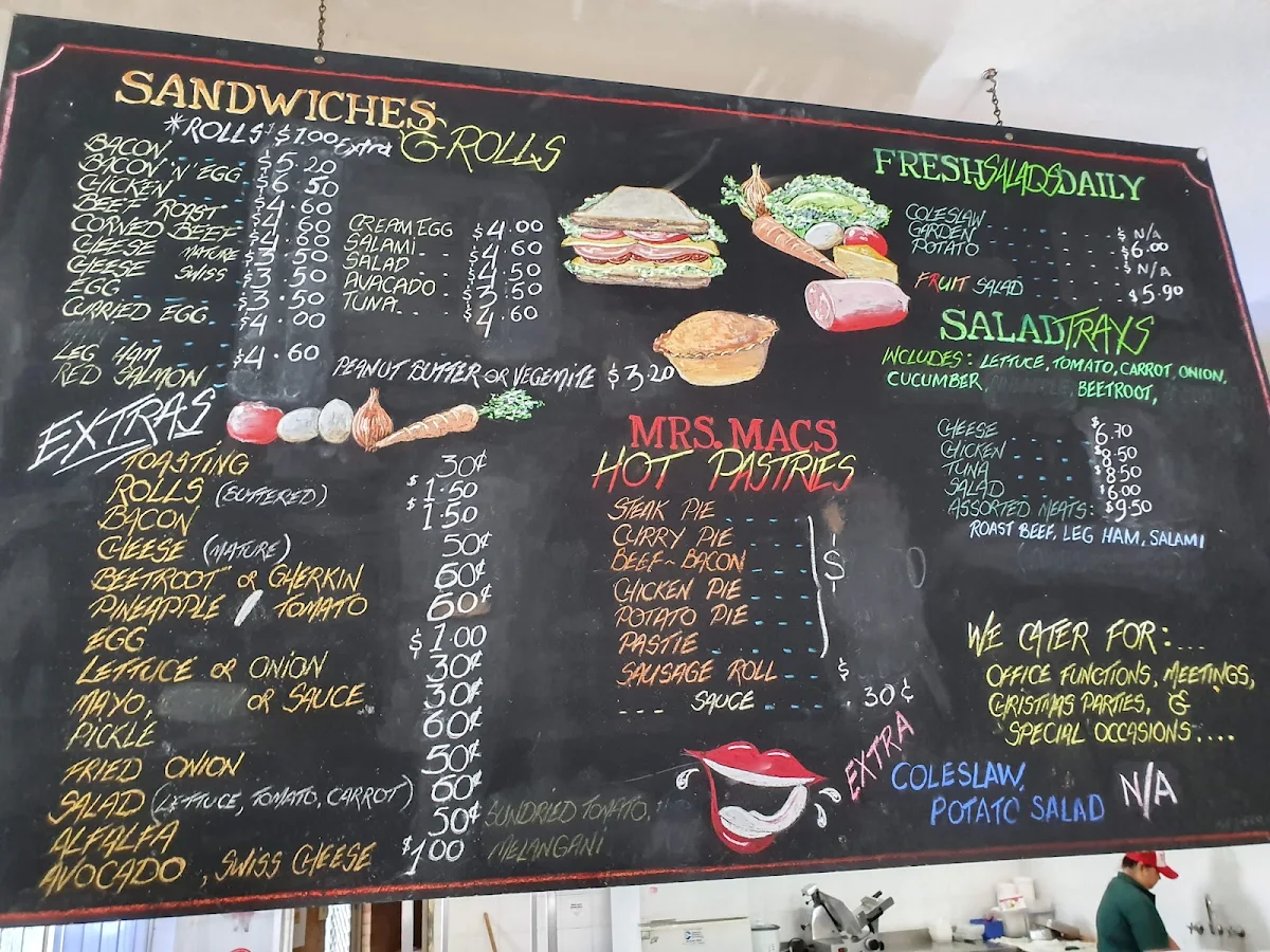 Menu, Rusty's Lunchbar
