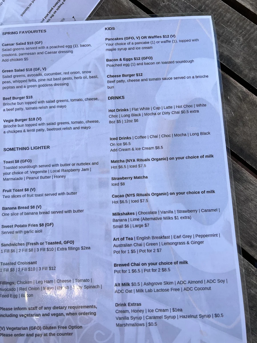 Menu, Sco & Co. and The Lifebuoy Cafe