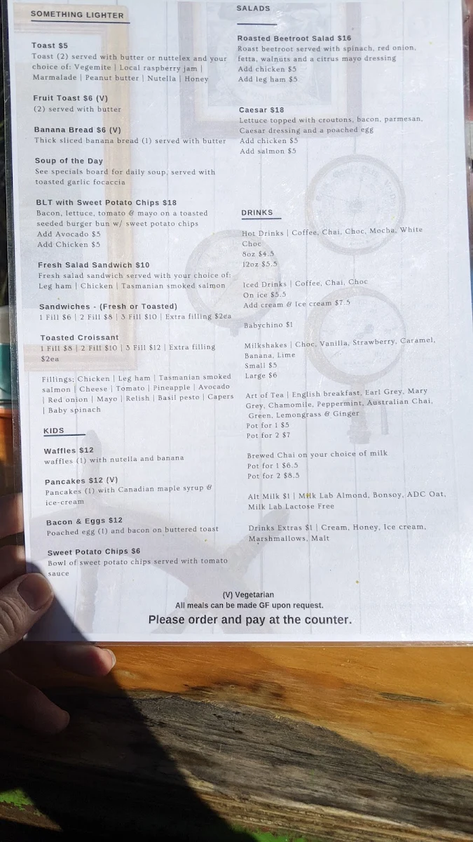 Menu, Sco & Co. and The Lifebuoy Cafe