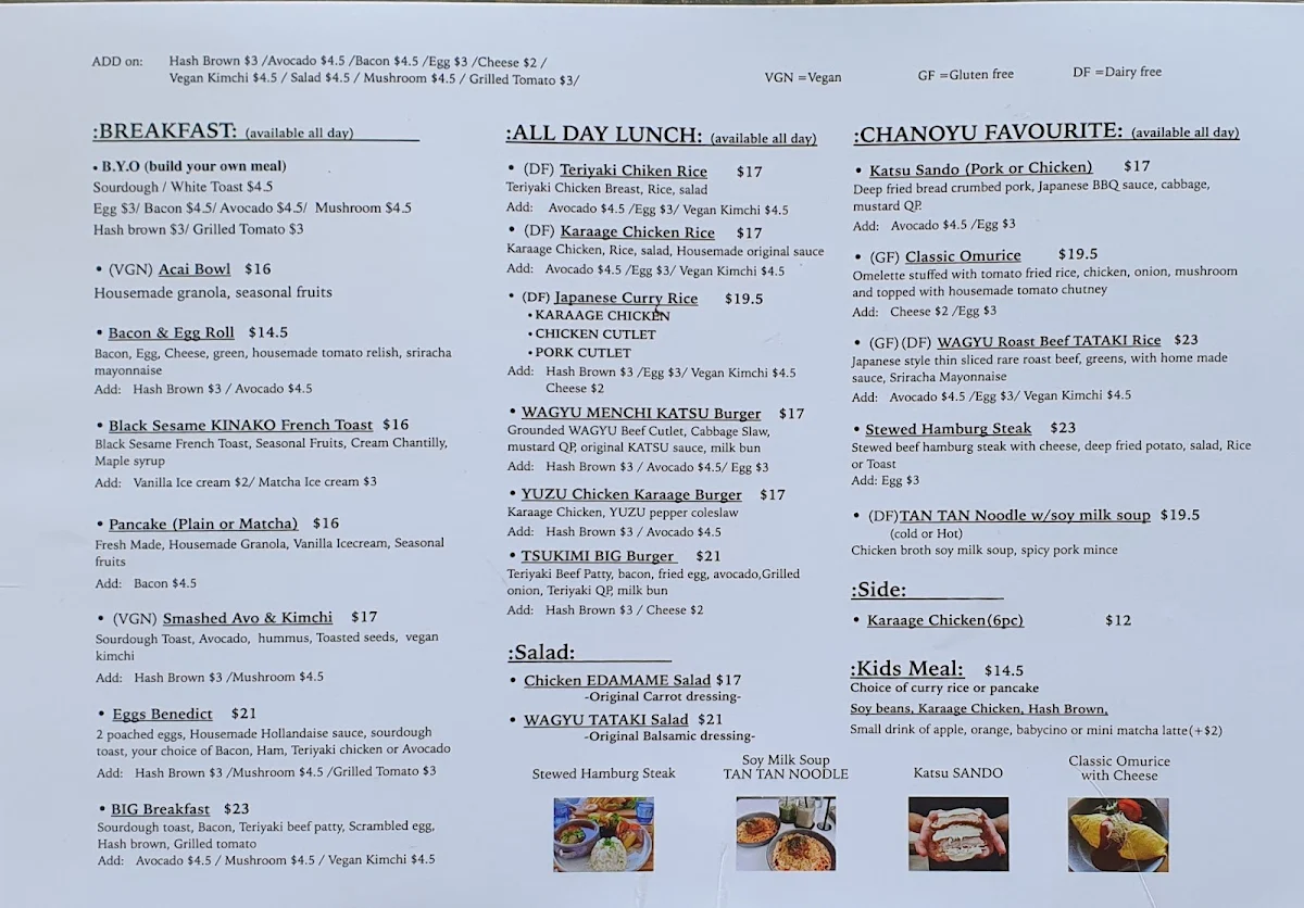 Menu, CHANOYU Cafe Nerang – Matcha, Japanese Desserts & Pet-Friendly