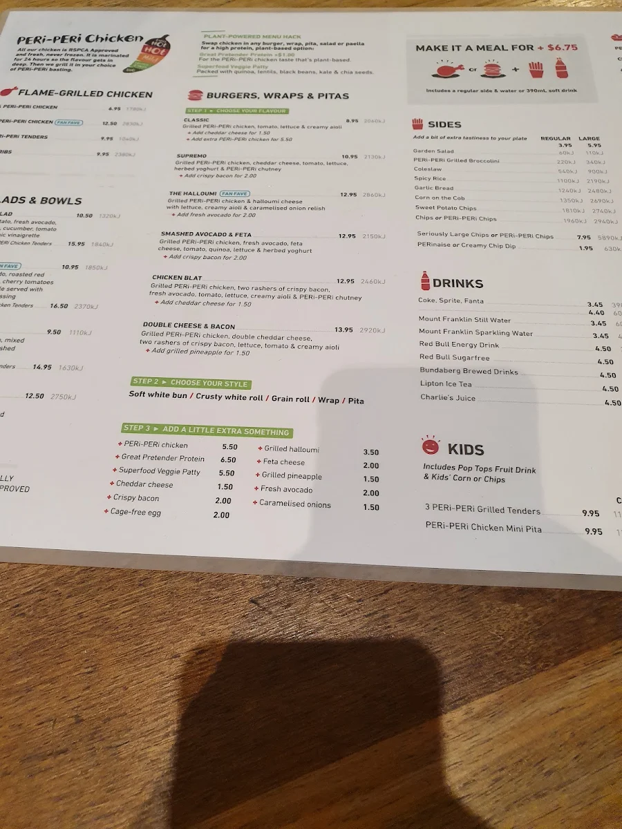 Menu, Nando's Northpark