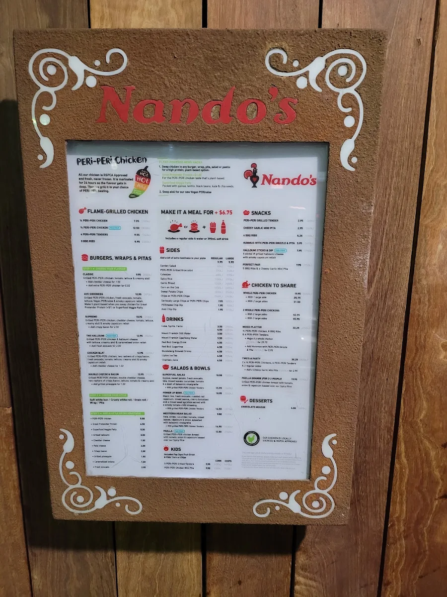 Menu, Nando's Northpark