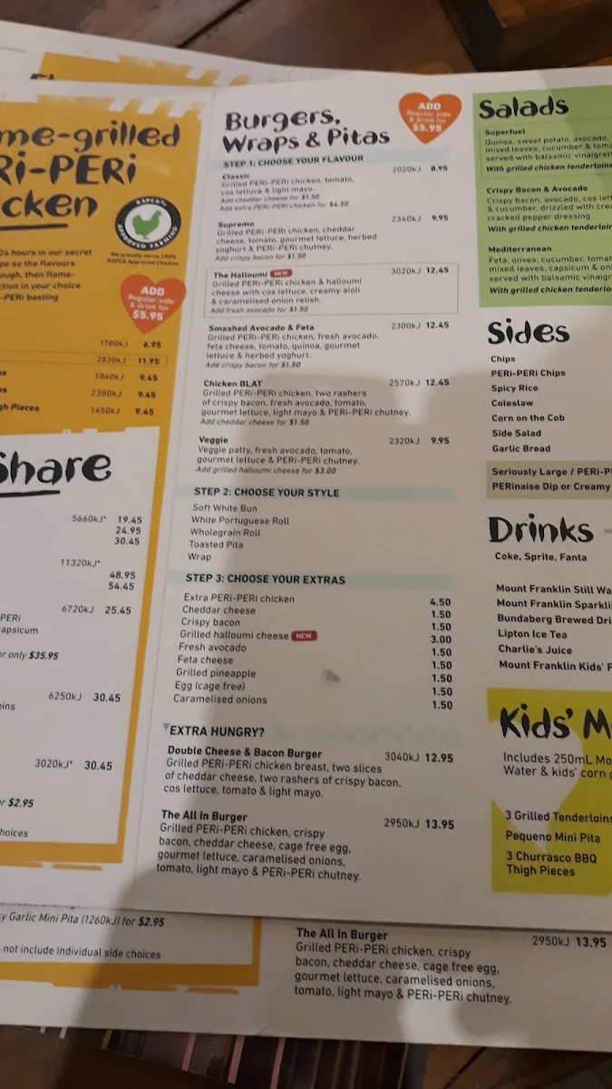 Menu, Nando's Northpark