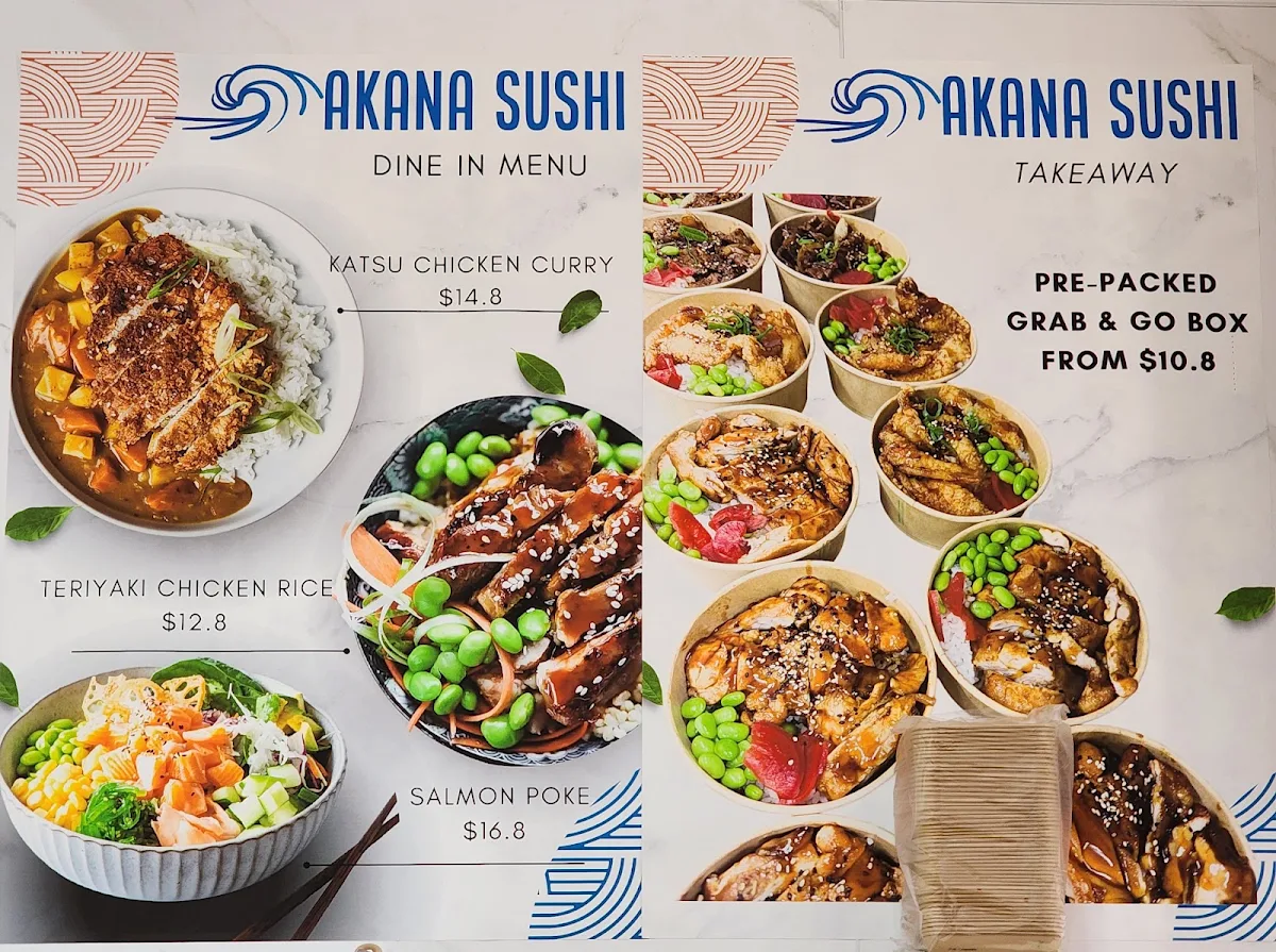 Menu, Akana Sushi