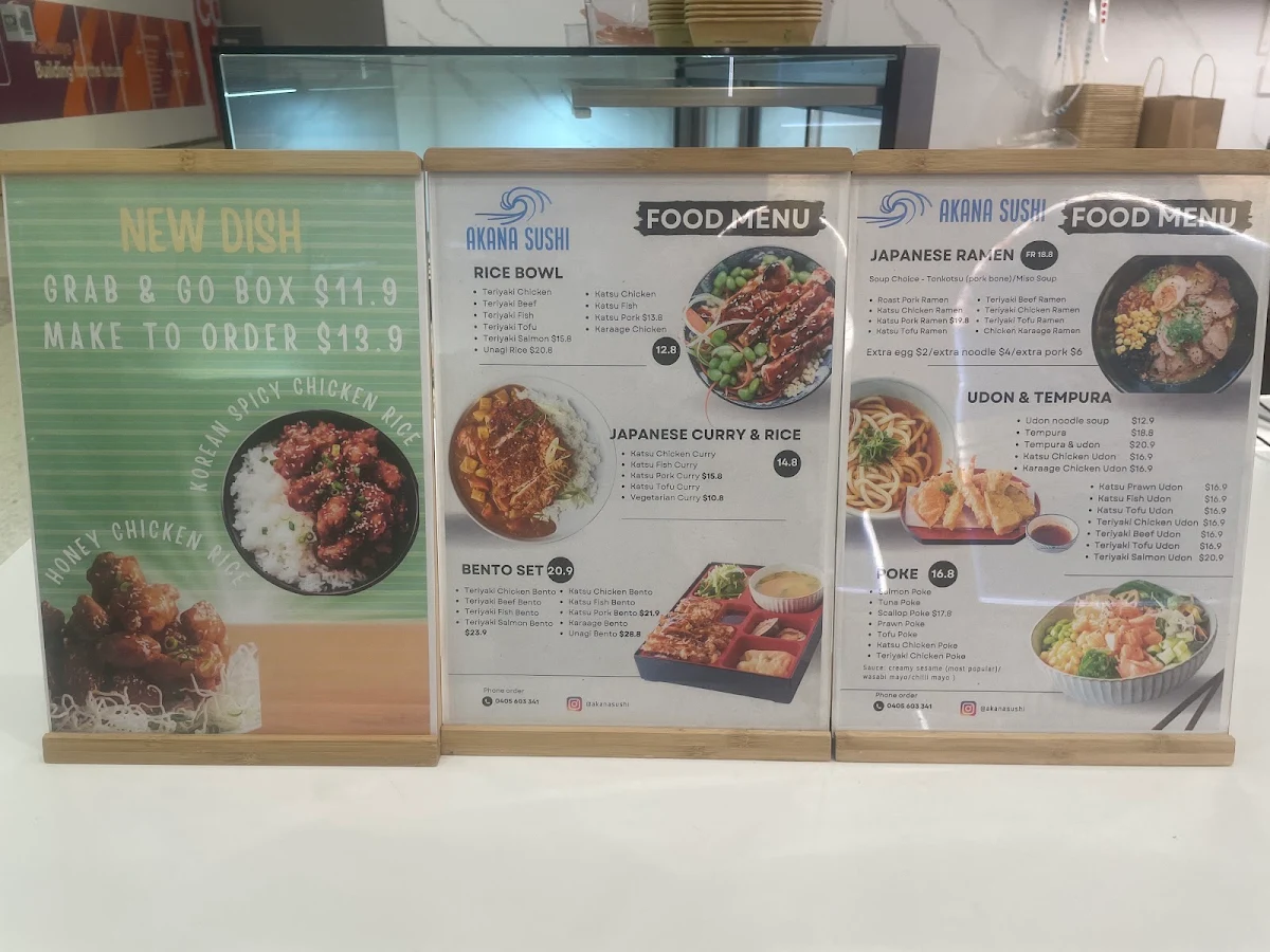 Menu, Akana Sushi