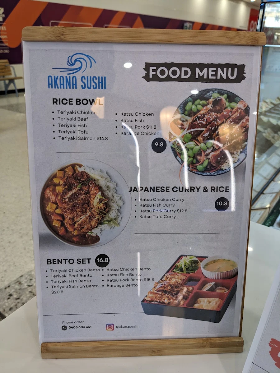 Menu, Akana Sushi