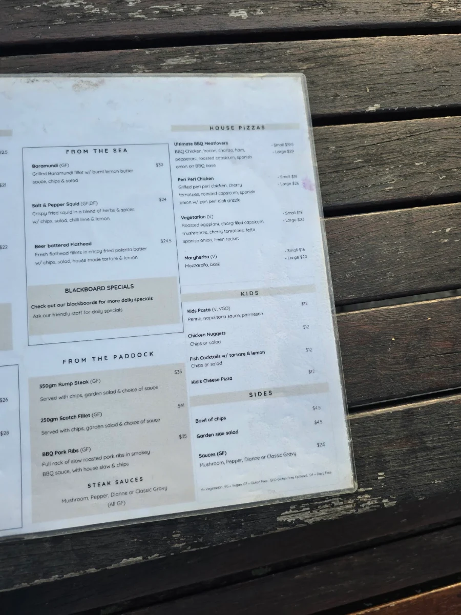 Menu, Hedy's Bistro
