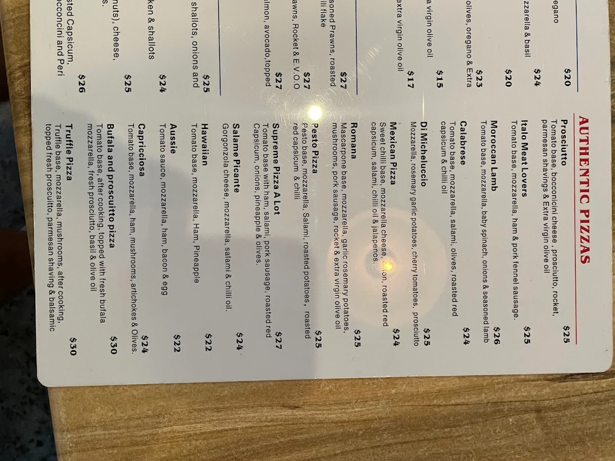 Menu, Little Michael's Pizzeria