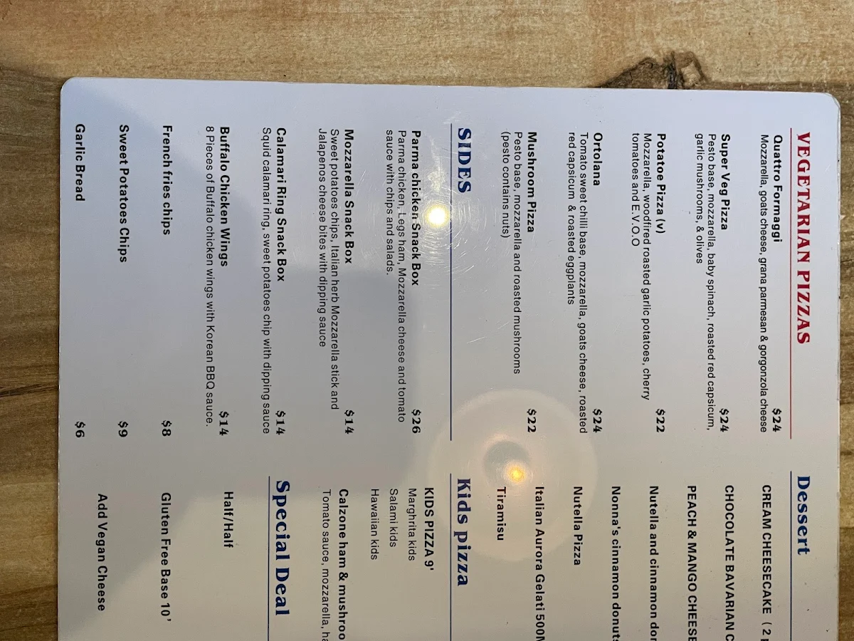 Menu, Little Michael's Pizzeria