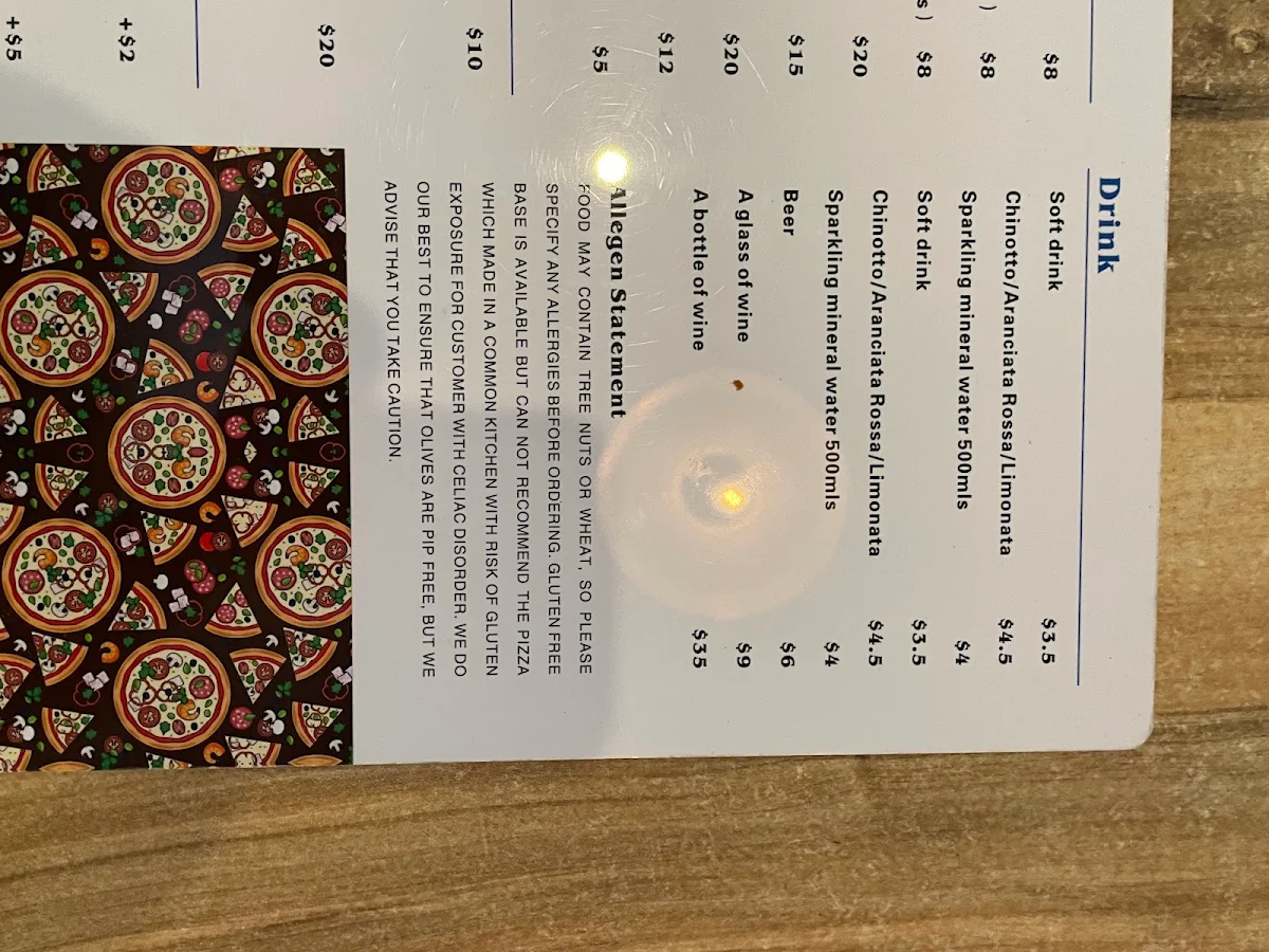 Menu, Little Michael's Pizzeria