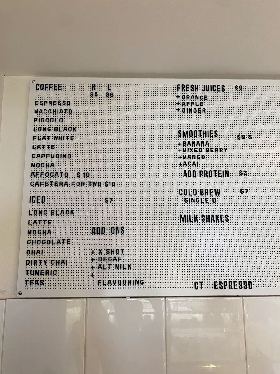 Menu, CT Espresso