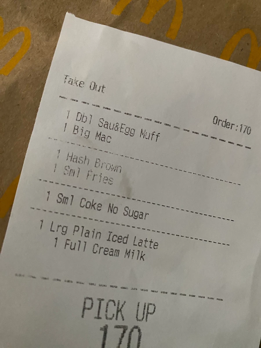 Menu, McDonald's® Mitchelton