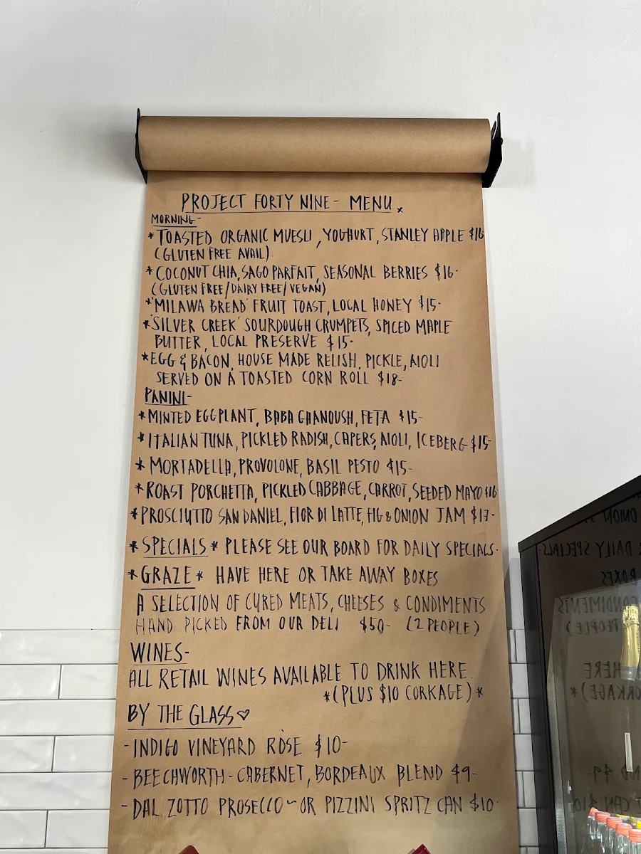 Menu, Project 49