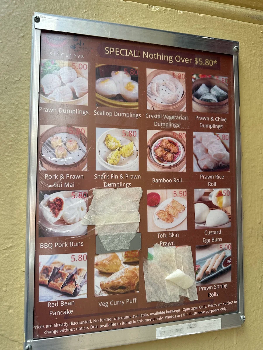 Menu, Shanghai Village