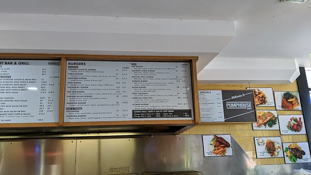 Menu, Pumphouse Cafe Lidcombe