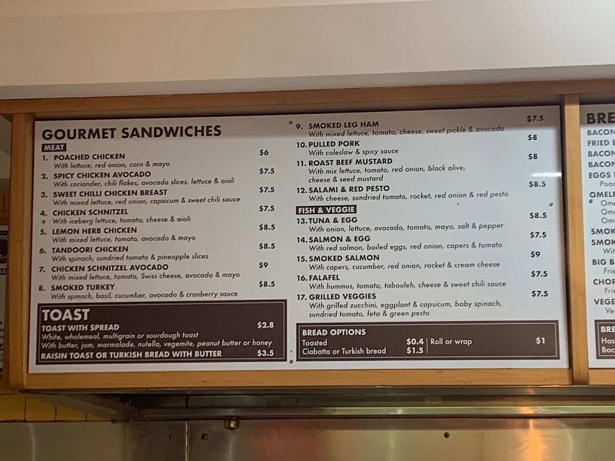 Menu, Pumphouse Cafe Lidcombe