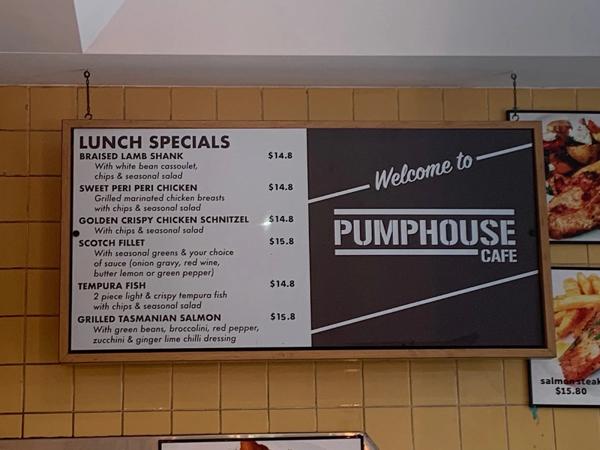 Menu, Pumphouse Cafe Lidcombe