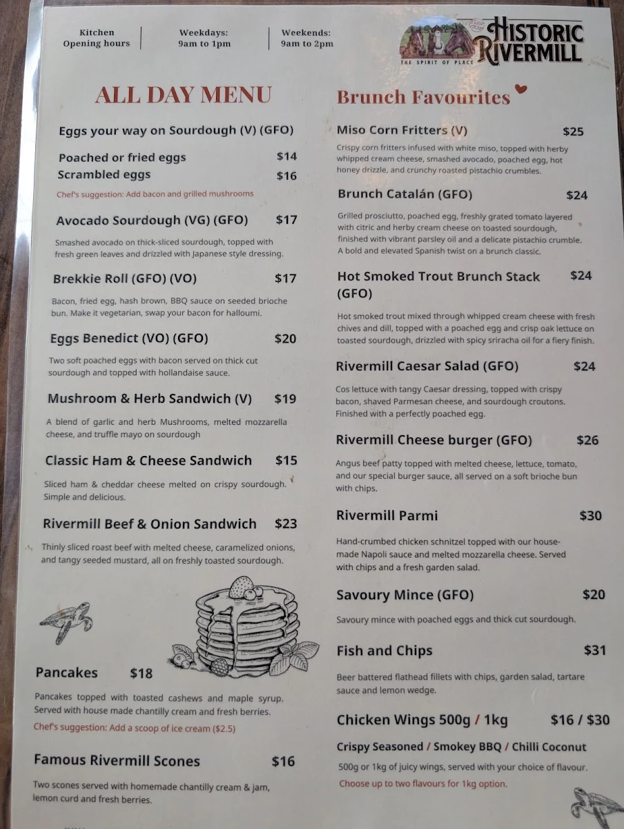 Menu, Rivermill Dining Deck