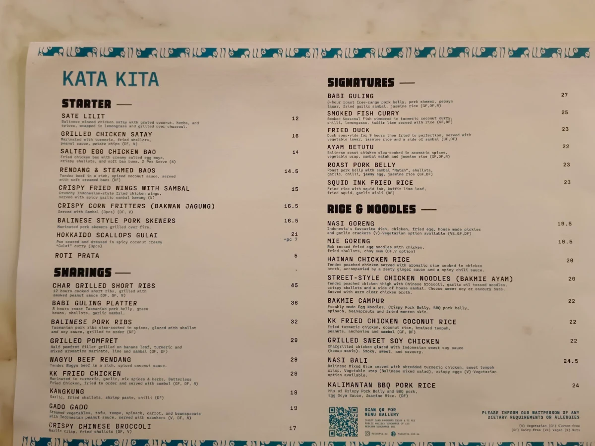 Menu, KATA KITA