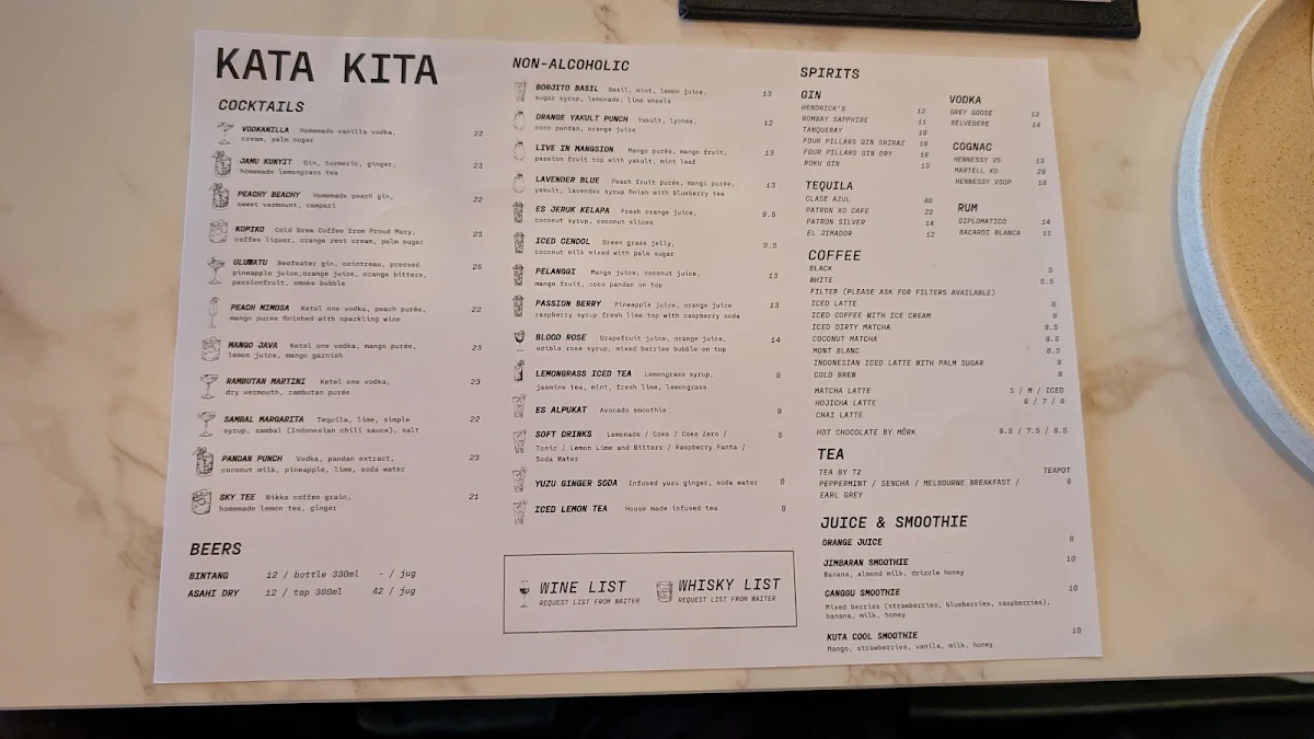 Menu, KATA KITA