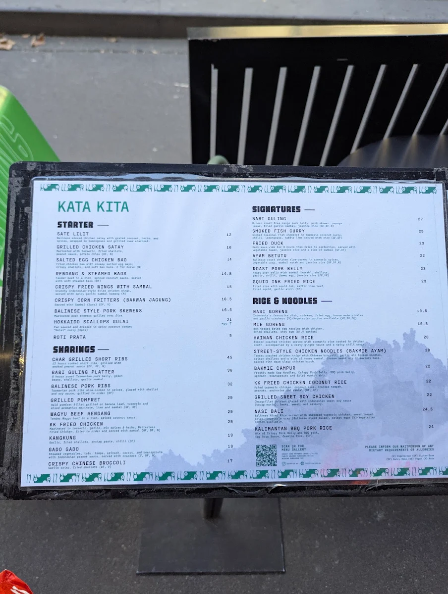 Menu, KATA KITA