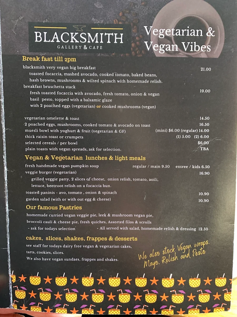 Menu, Blacksmith Cafe & Grill