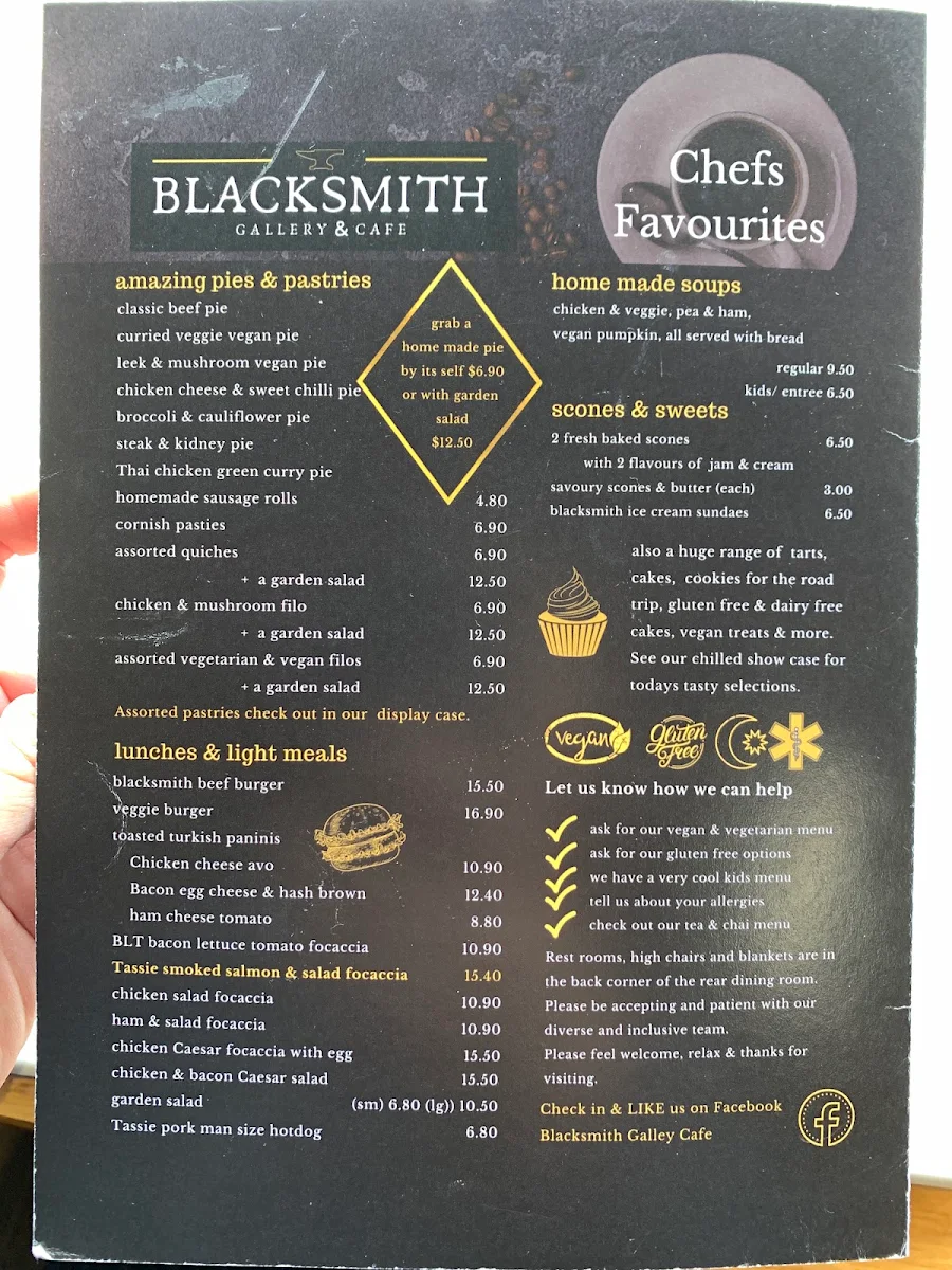 Menu, Blacksmith Cafe & Grill