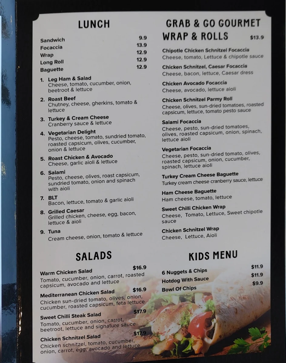 Menu, St. Georges Bakehouse Edinburgh