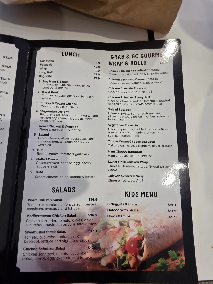 Menu, St. Georges Bakehouse Edinburgh