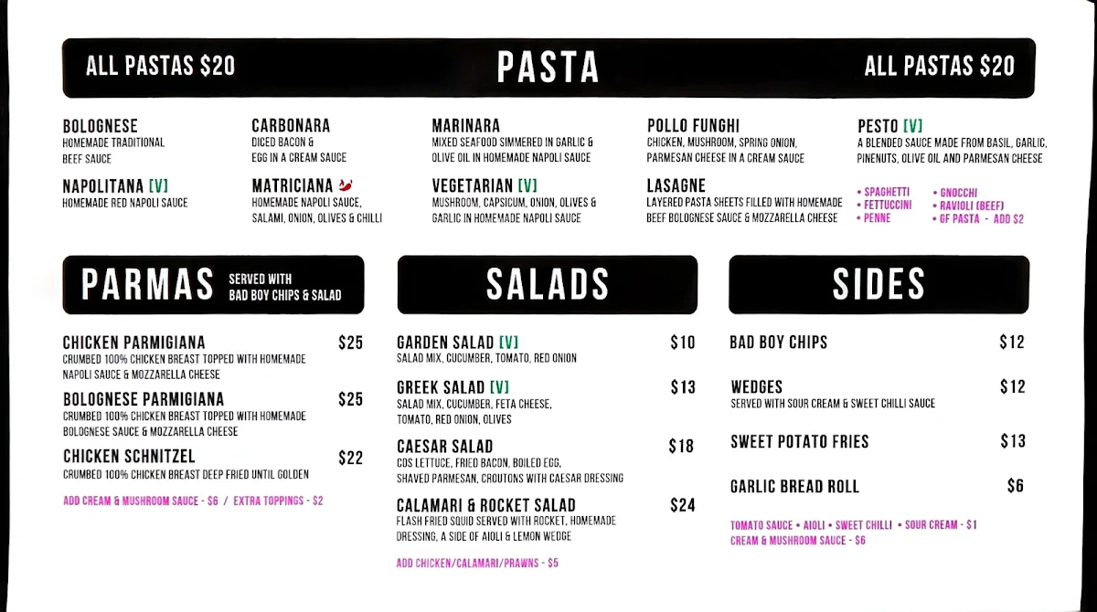Menu, Albion Pizza