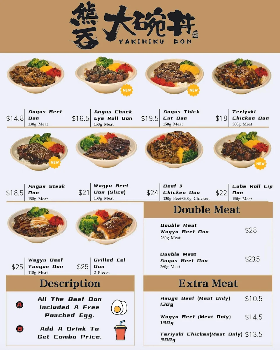 Menu, Kumadon Chatswood