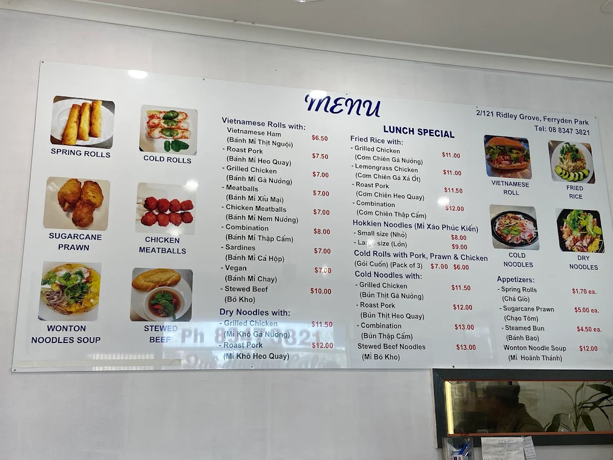 Menu, Que Huong Restaurant