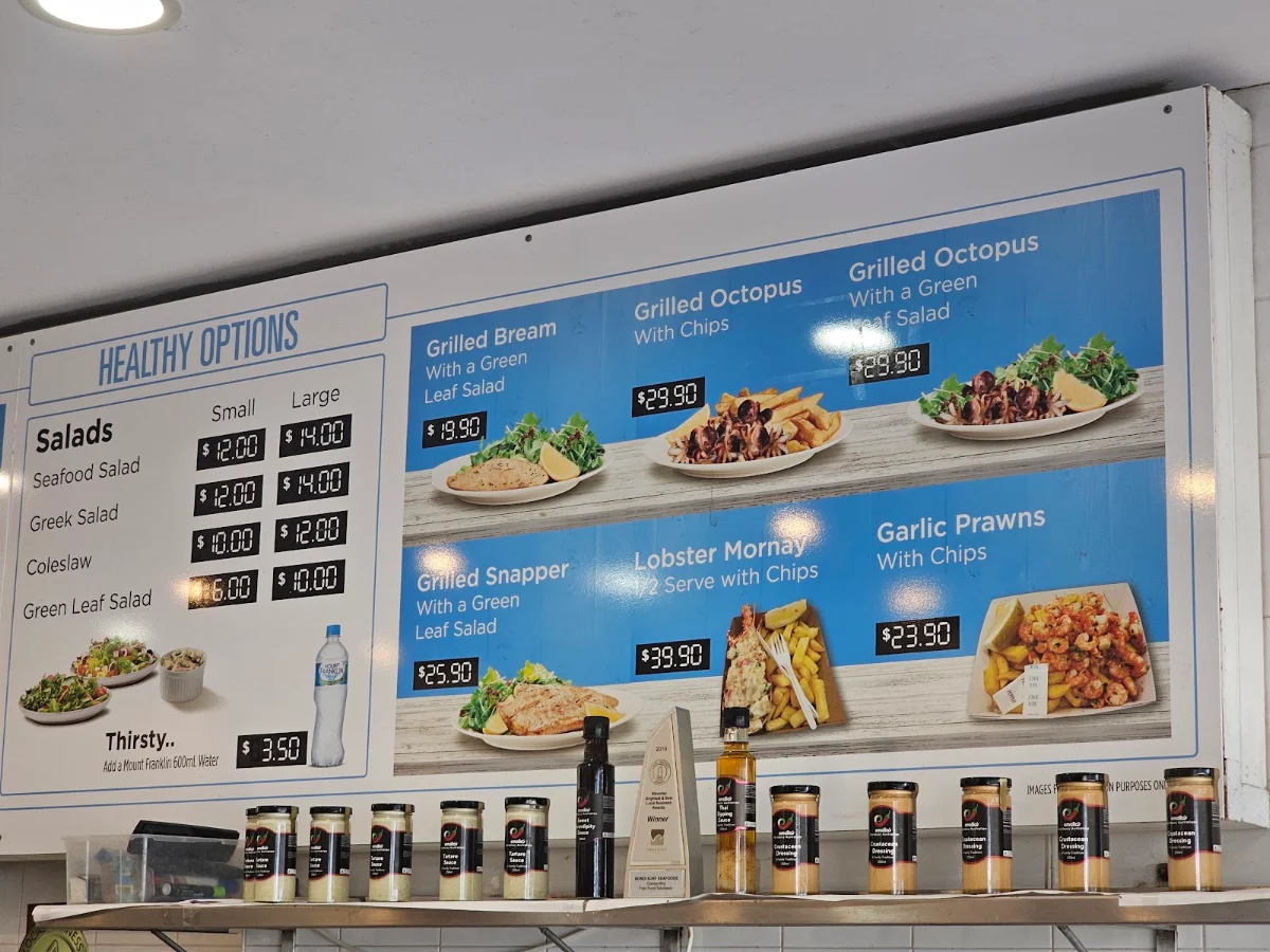 Menu, Bondi Surf Seafoods