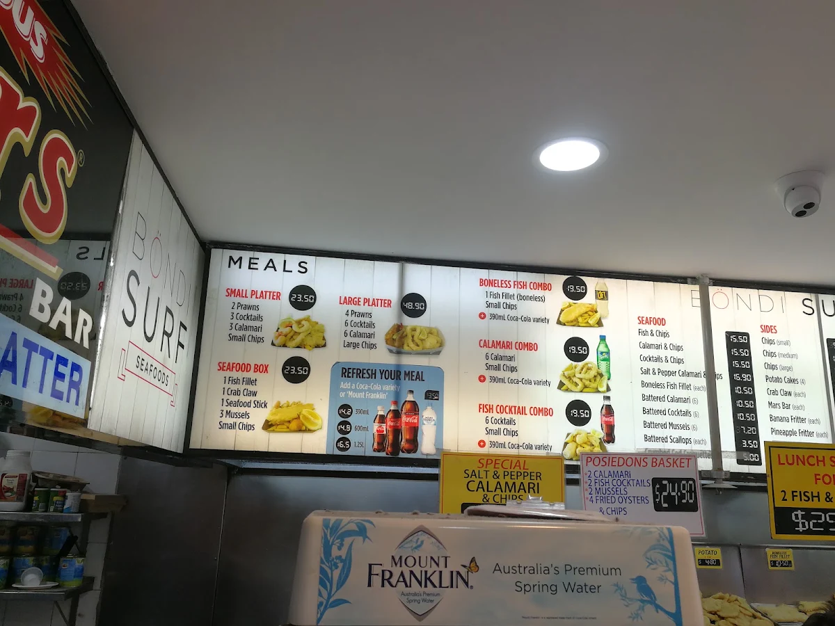 Menu, Bondi Surf Seafoods