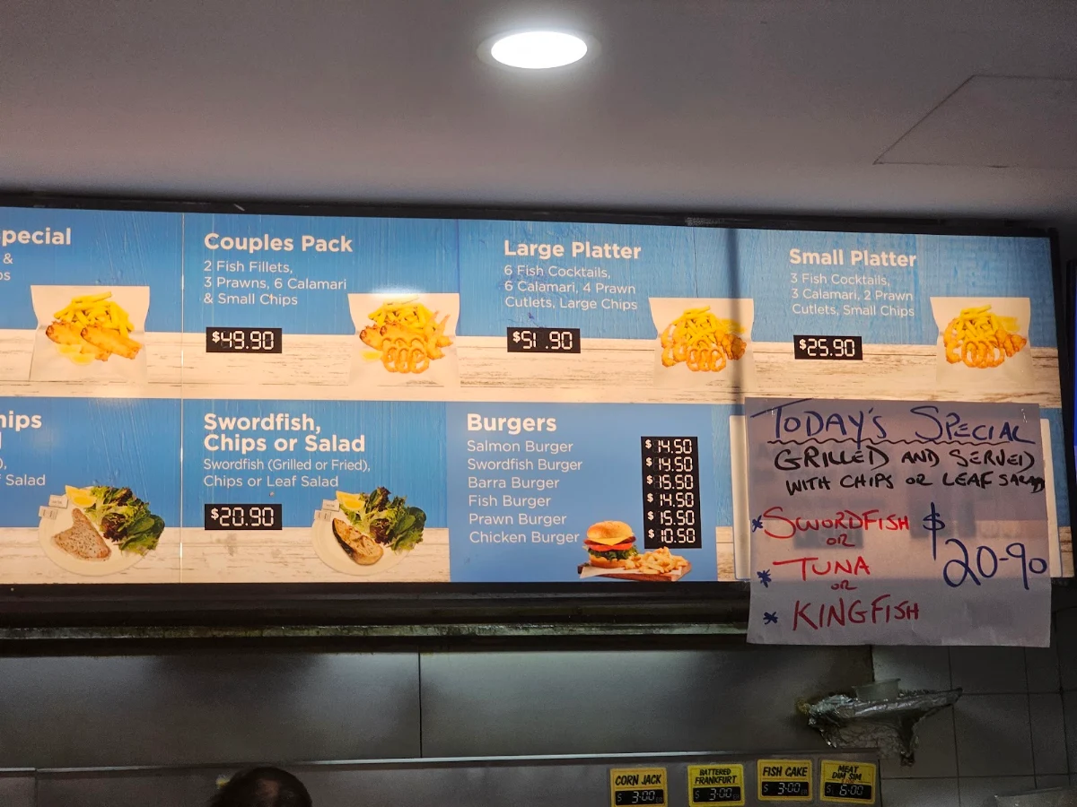 Menu, Bondi Surf Seafoods