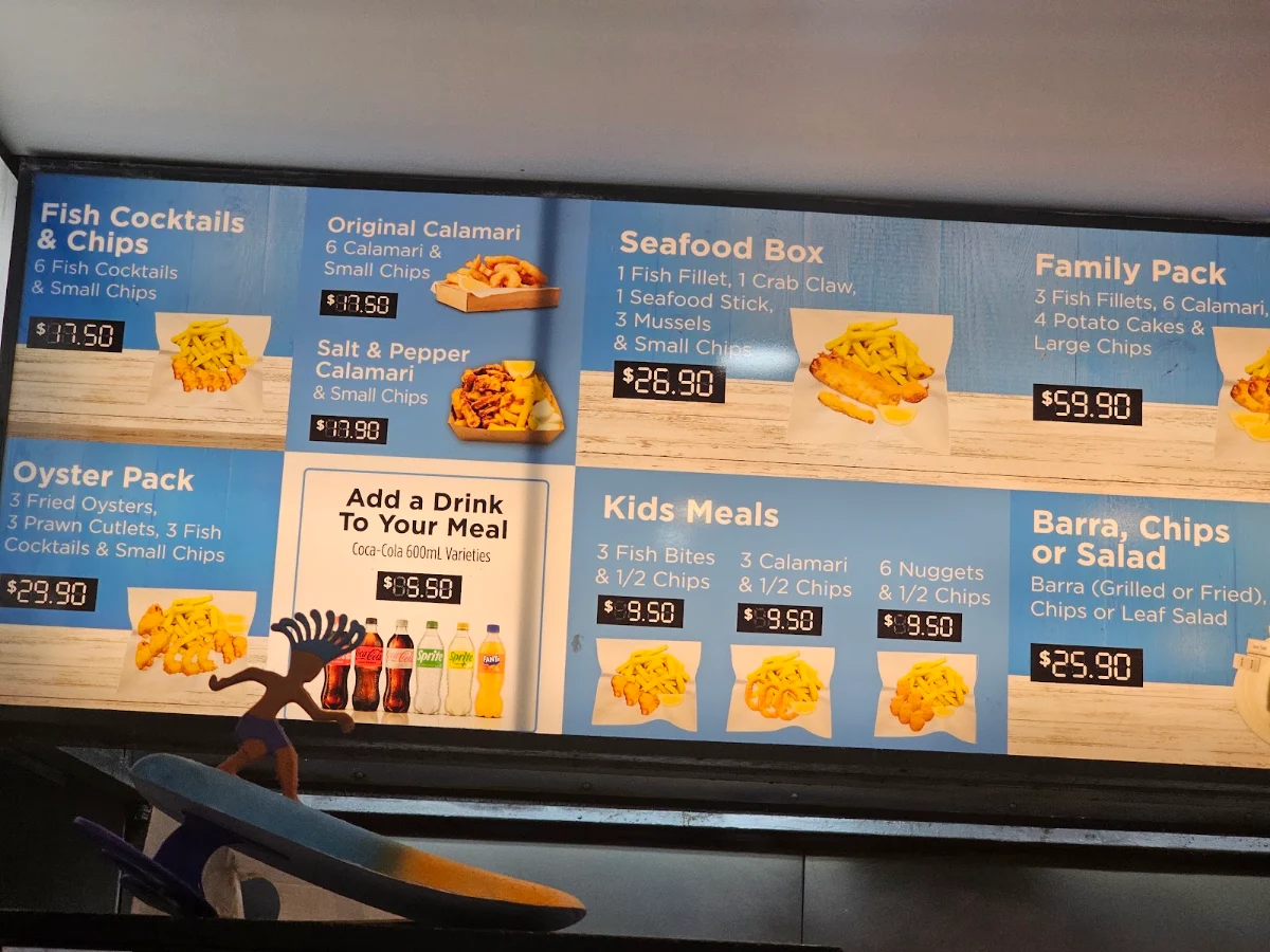 Menu, Bondi Surf Seafoods
