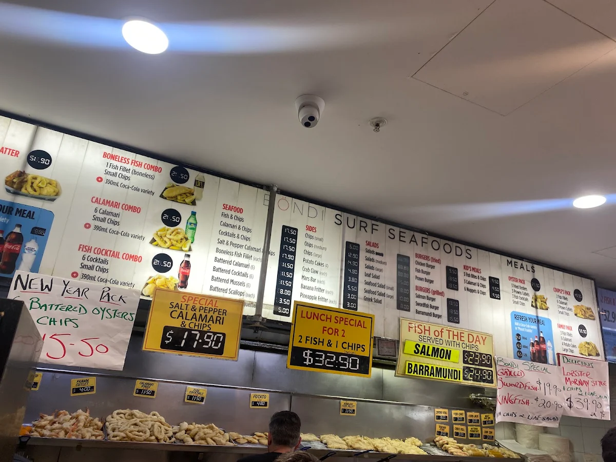 Menu, Bondi Surf Seafoods