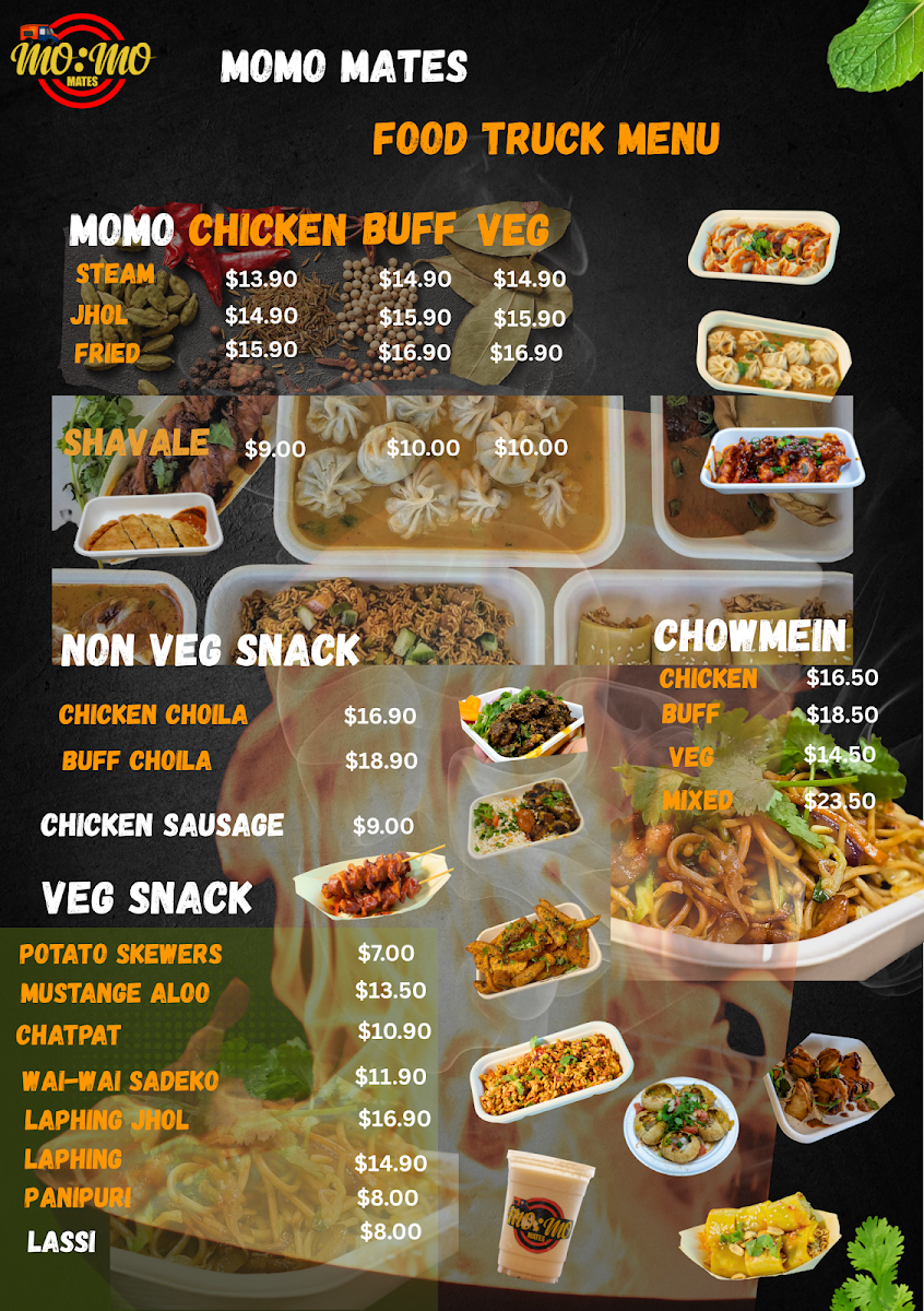 Menu, Momo Mates Food Truck(South)