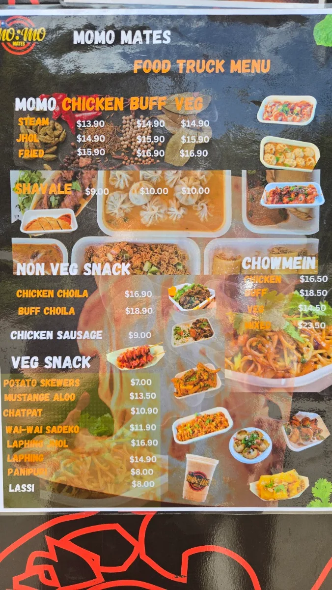 Menu, Momo Mates Food Truck(South)