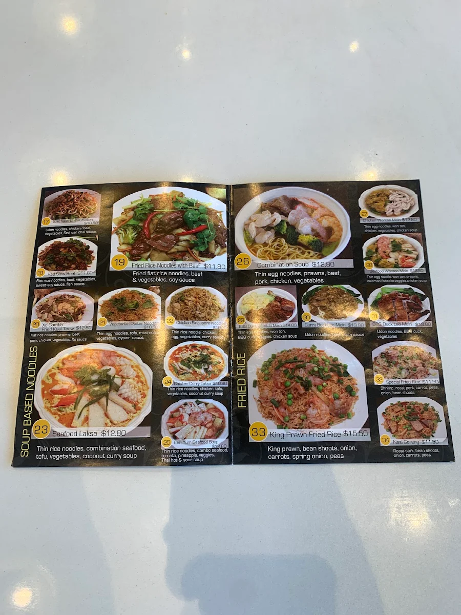 Menu, Noodle Paradise - Eastern Creek Quarter