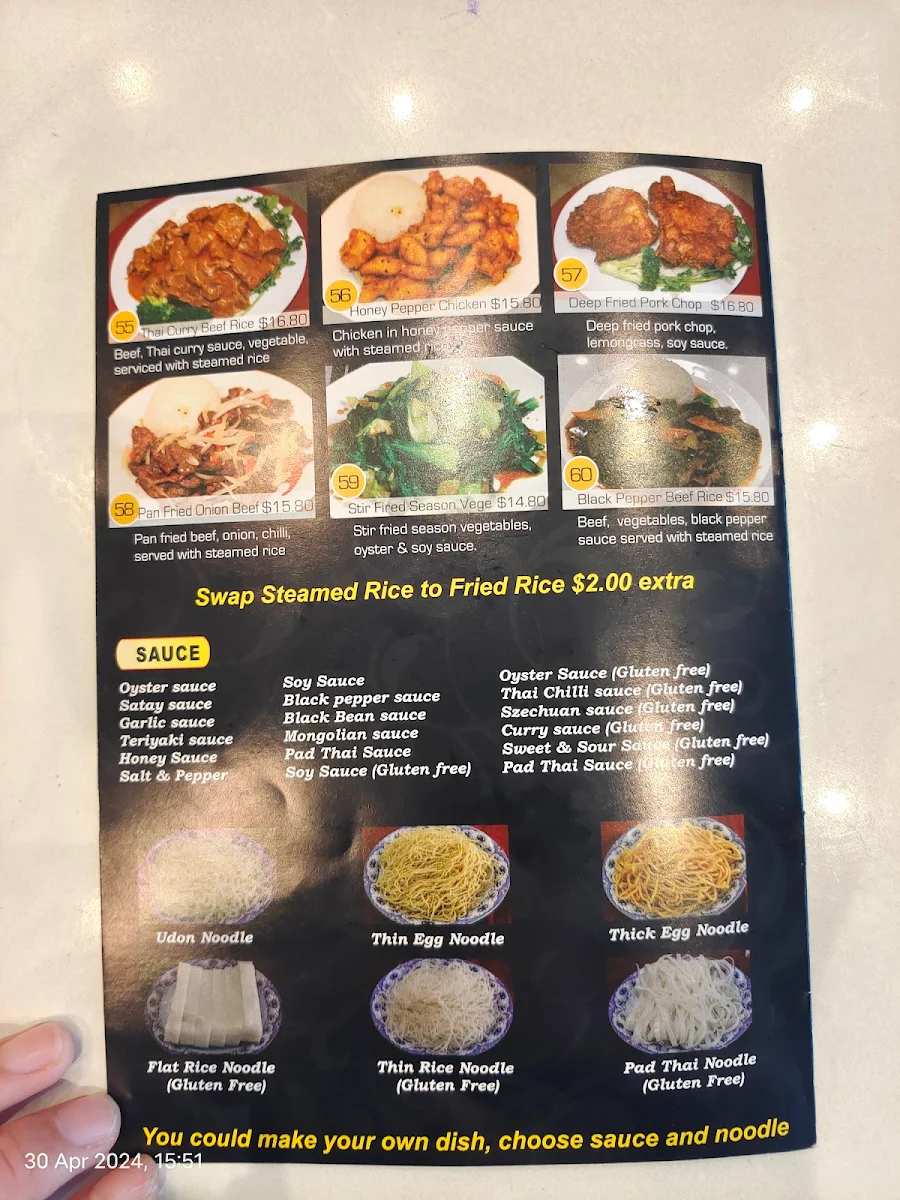 Menu, Noodle Paradise - Eastern Creek Quarter