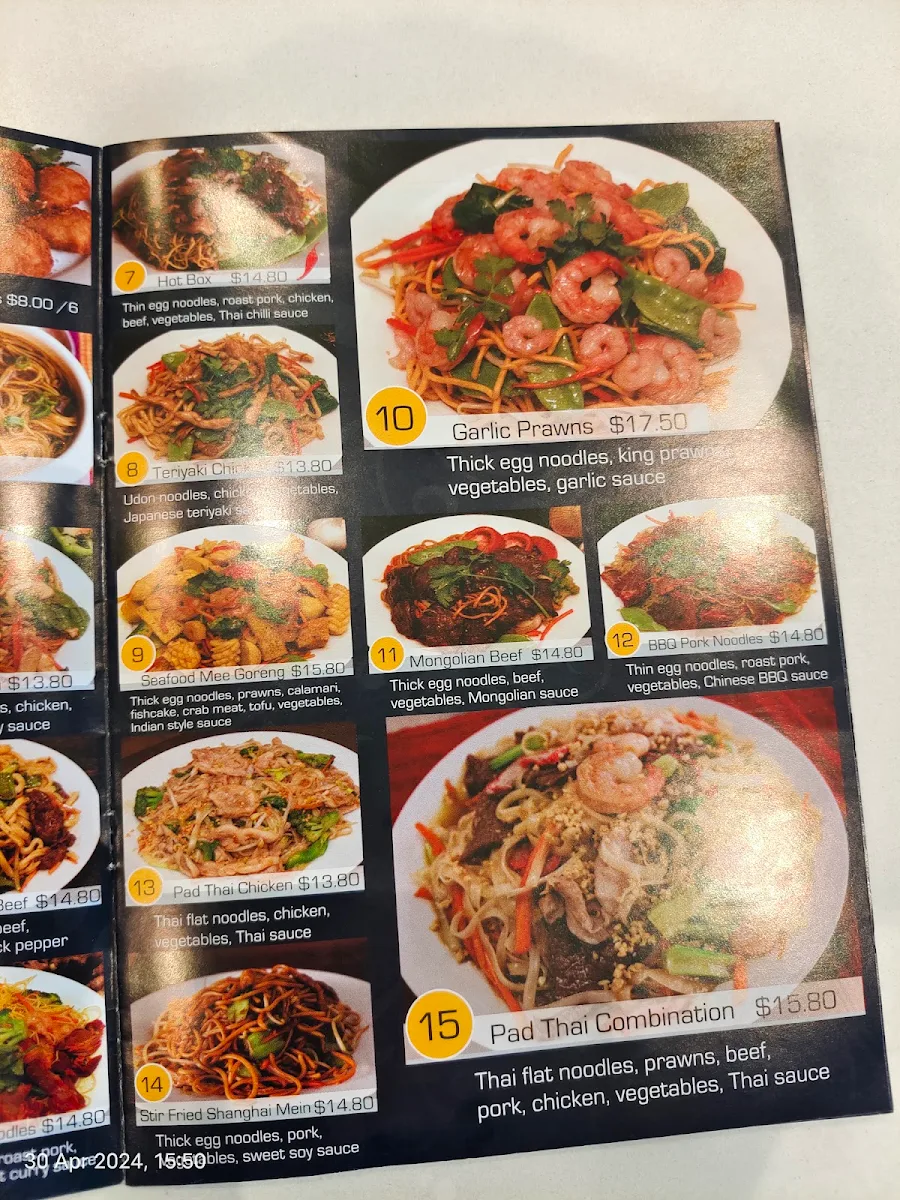 Menu, Noodle Paradise - Eastern Creek Quarter