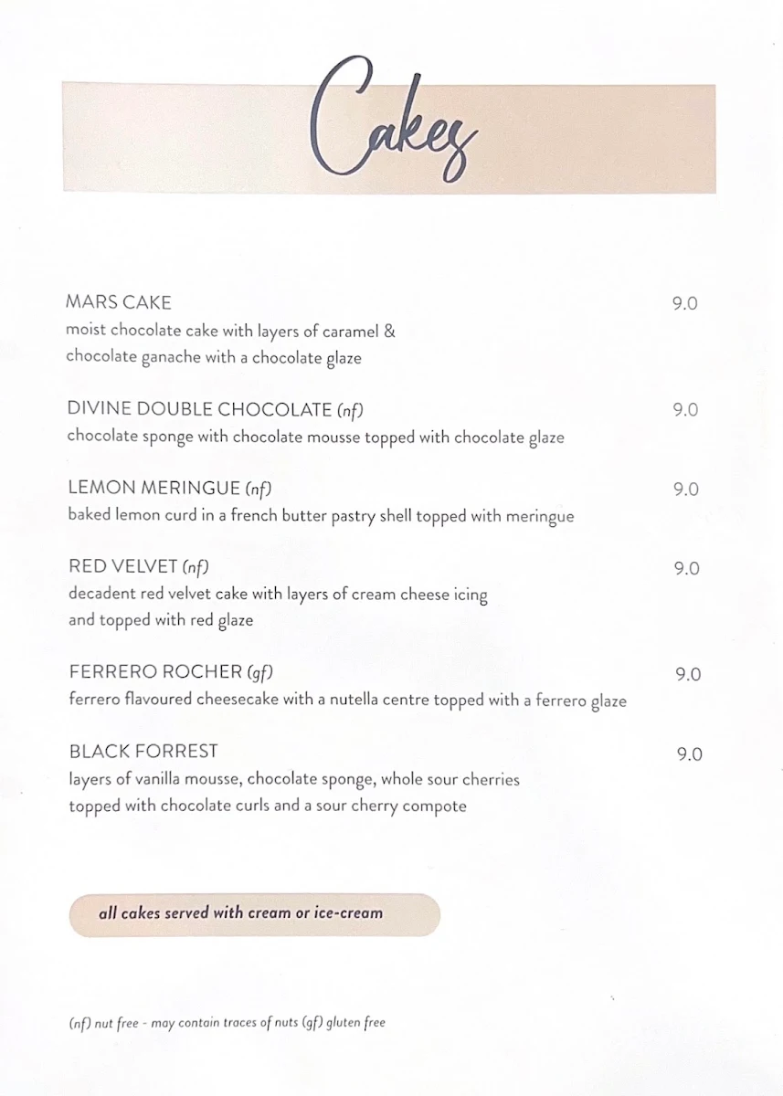 Menu, The Grand Hotel - Frankston